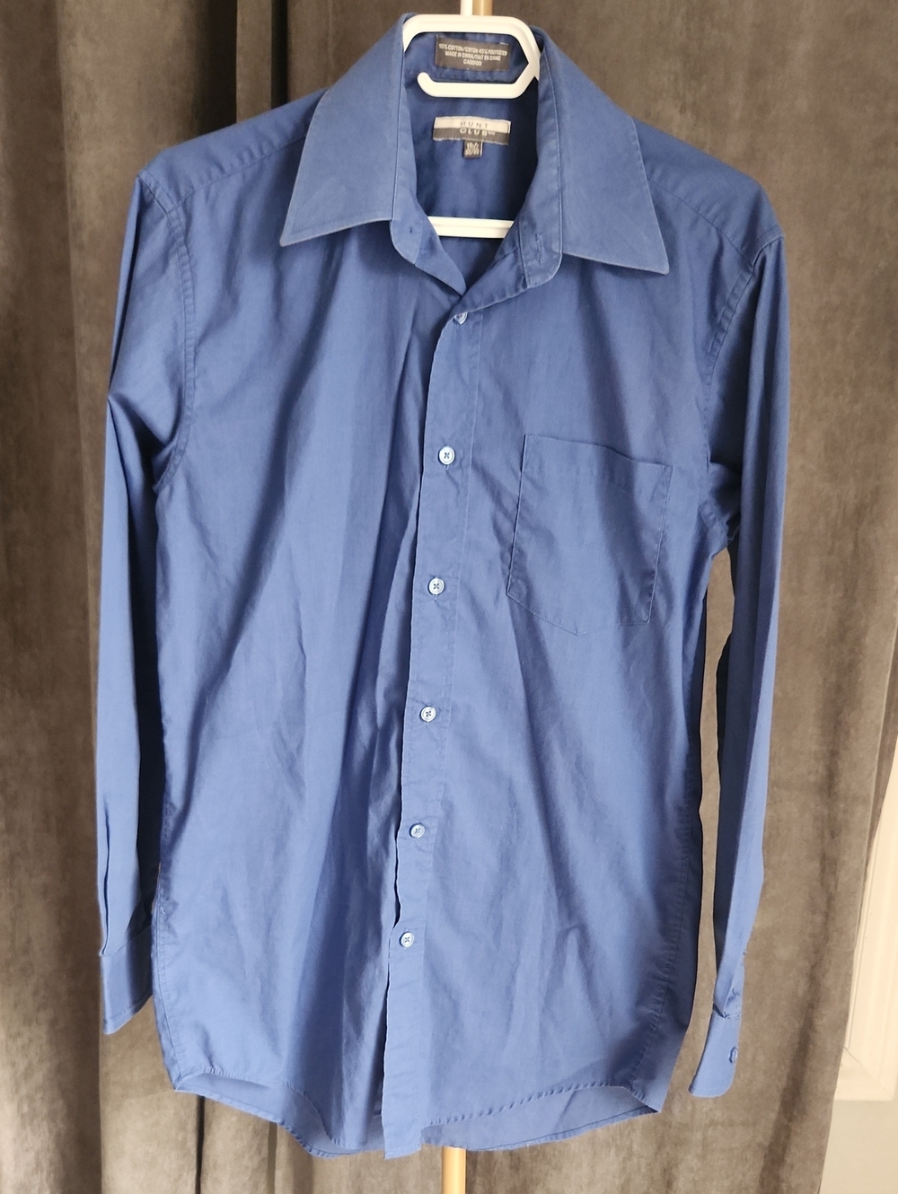Hunt Club Men's Solid Blue Dress Shirt - Long Sleeve